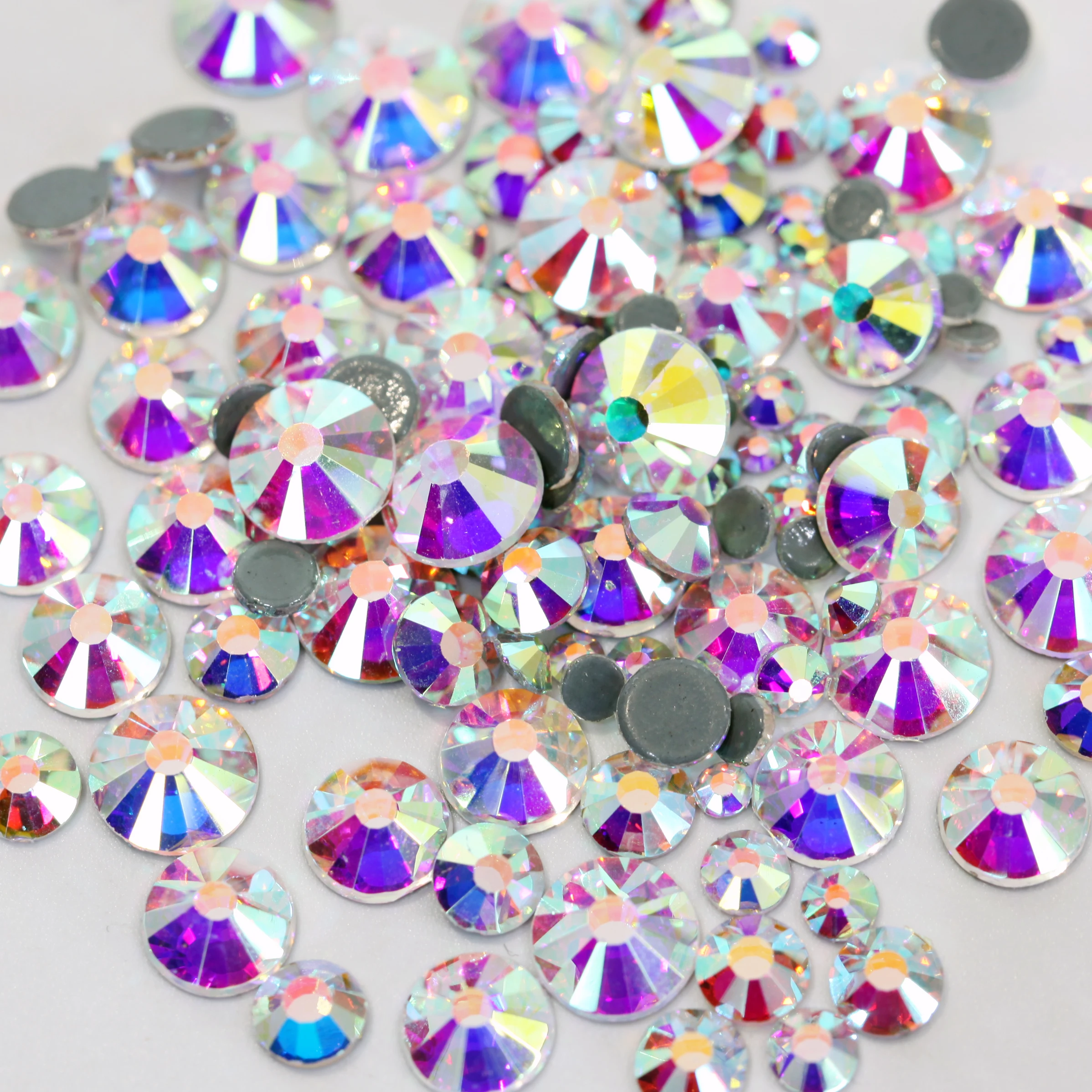 Wholesale 1440pcs/ Bag Rhinestone in Bulk AB Colors Hotfix Flat Back Glass Rhinestones For Clothes Dec