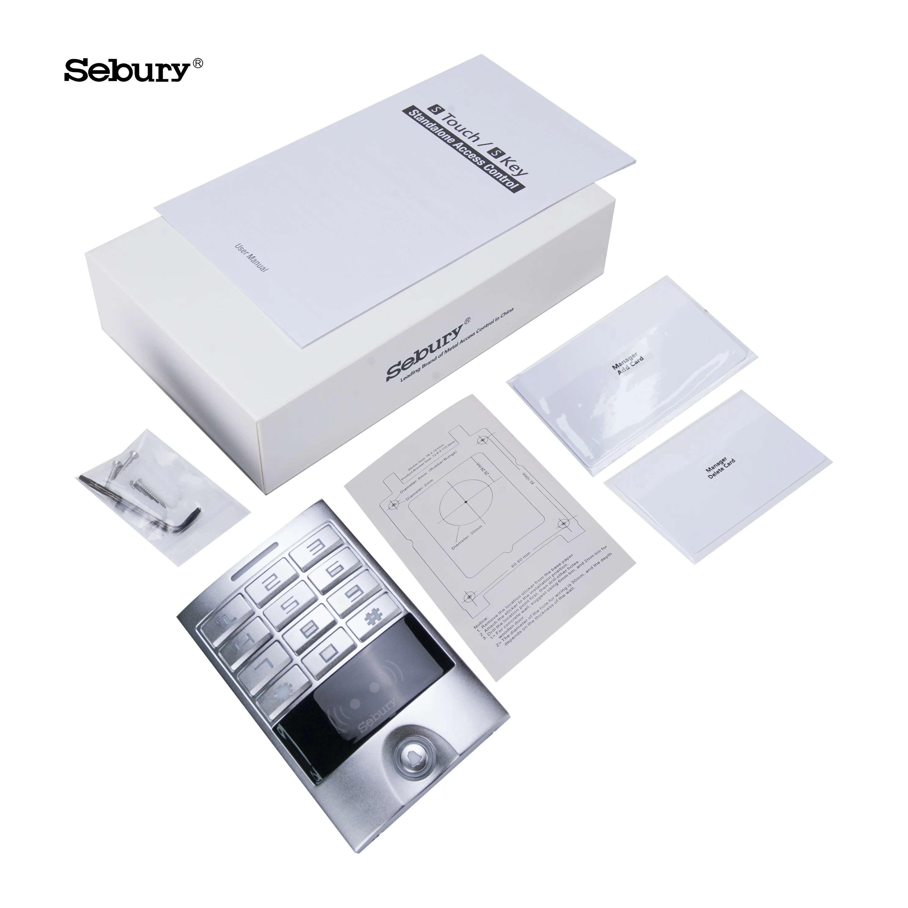 Sebury Customizable Waterproof Outdoor Metal Keypad Door NFC Reader RFID Access Control System