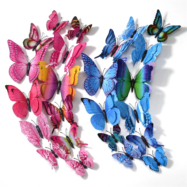 
3D Double Layer Decorative Butterfly Wall Decoration Butterfly Background Wall Stickers 