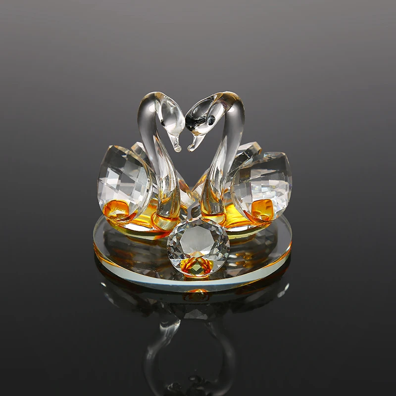 CJ-Custom Handmade Lovely Wedding Gifts or Favors Small Crystal Couple Swan Figurines
