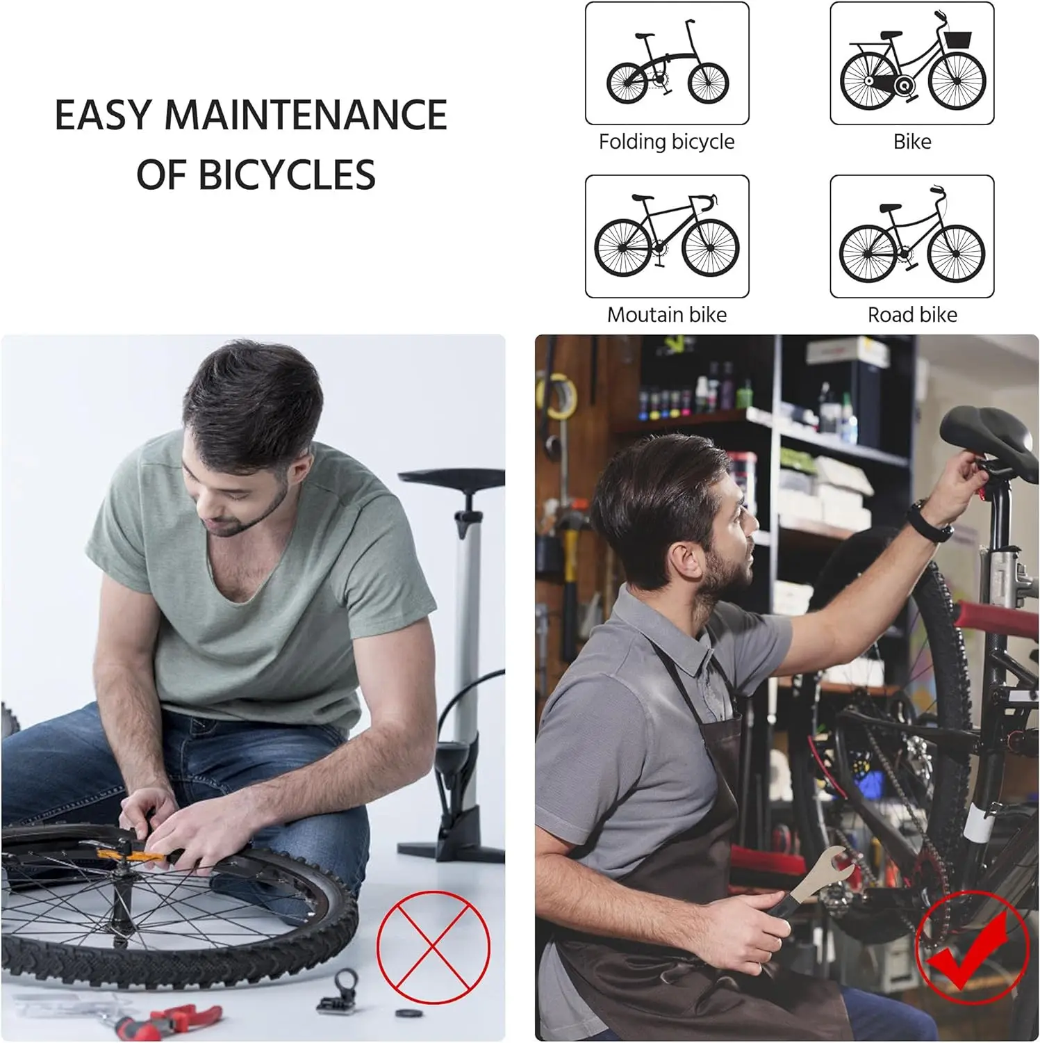 Bike Repair Stand Bicycle Workshop Stand Height Adjustable Bike Maintenance Rack with Tool Tray for Road &Mountain Bikes