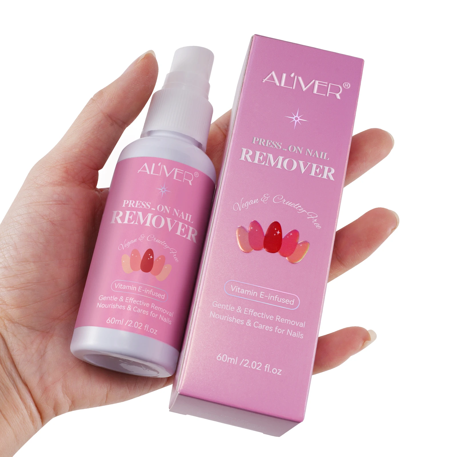 ALIVER Private Label Nourishes Care Vitamin E 60ml Gel Nail Polish Remover Liquid,nail Glue Polish Remover,press on Nail Remover