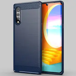 Armor Shockproof Carbon Fiber Soft TPU Back Cover Mobile Phone Case For LG velvet Reflect Prime 2 Case