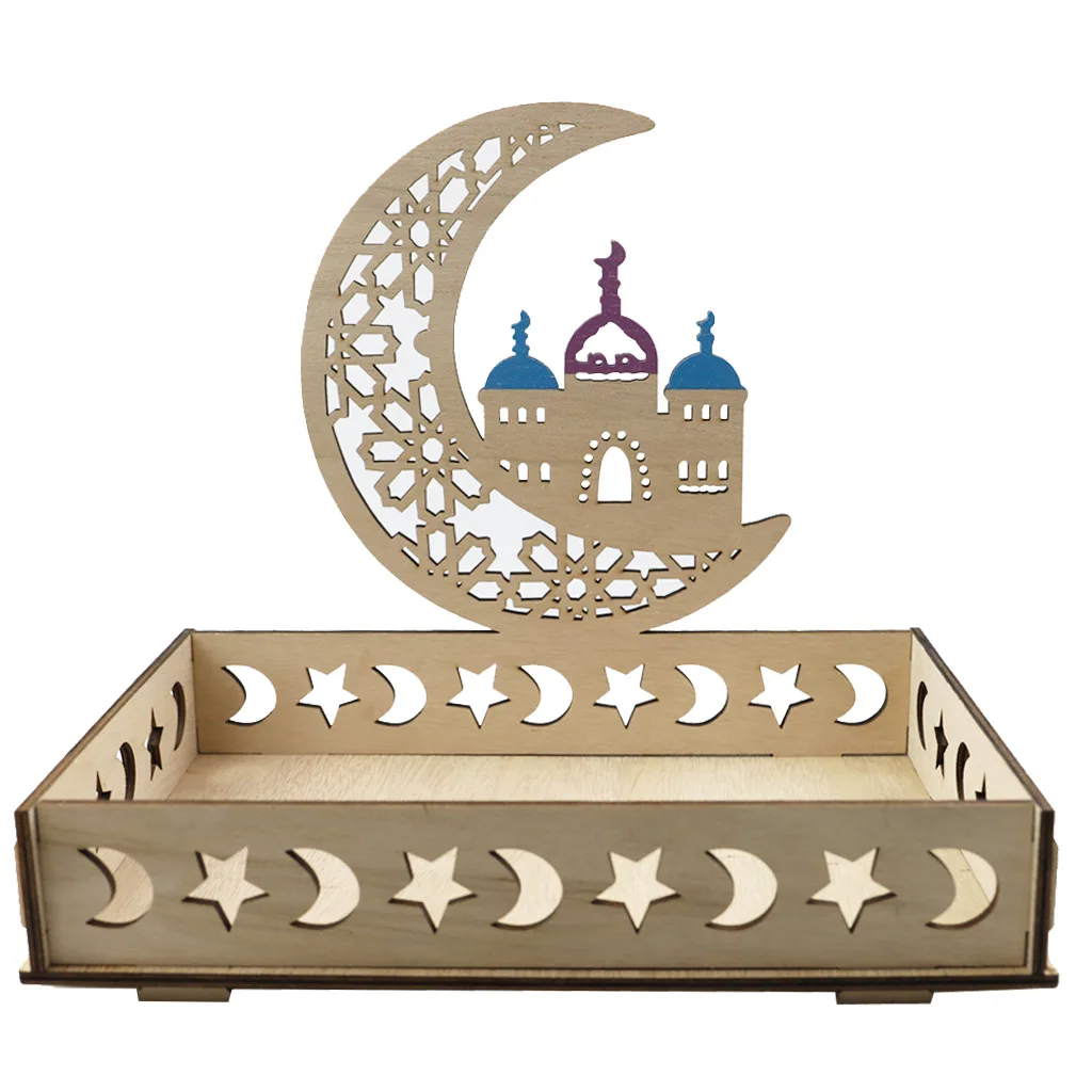Деревянный сервировочный поднос EID Mubarak Рамадан мусульманское украшение для вечеринки