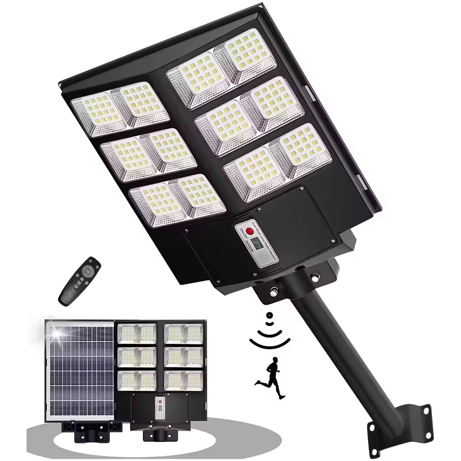 US Stock 300w All In One Radar Sensor Solar Panel Street Light With Remote Control