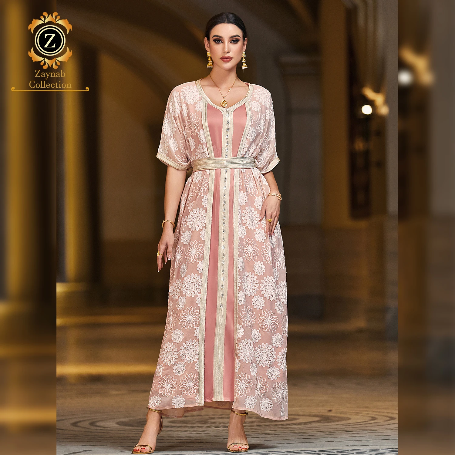 Zaynab Eid Jalabiya Women Dubai Dress Abaya Islamic Clothing Ladies Women  Dress Custom Manufacturer Fashion Jalabiya
