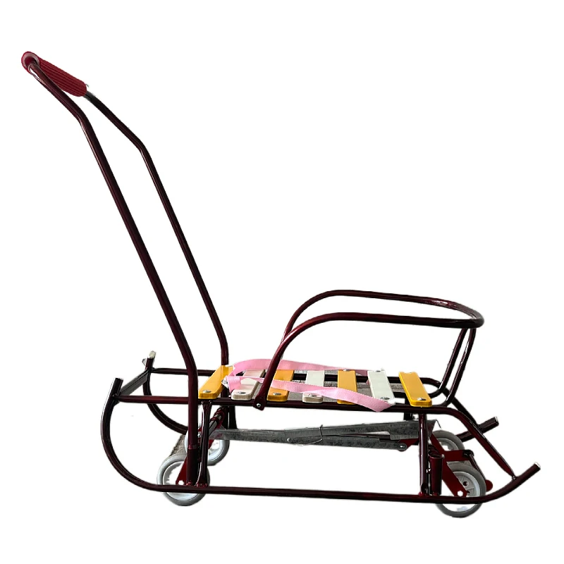 Wholesale High Quality Four Wheels Winter Outdoor Bobsleigh Metal and Wooden Sleds