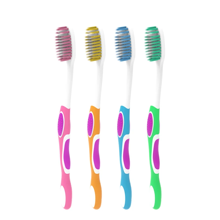 double color molding plastic toothbrush gentle personal cleaning colorful handle toothbrush for adult