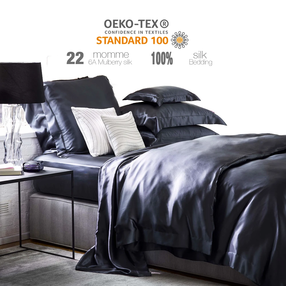 OEKO Certified  High Quality Silk Duvet Cover Comforter silk bedding Bed sheet Fitted