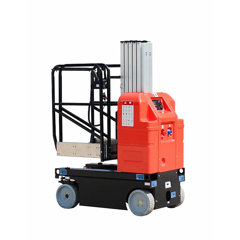 8m Self Propelled Hydraulic Lifter Chain Single Mast Battery Elevating Equipment Zero Tail Dual Control Panel Aerial Work Hoist