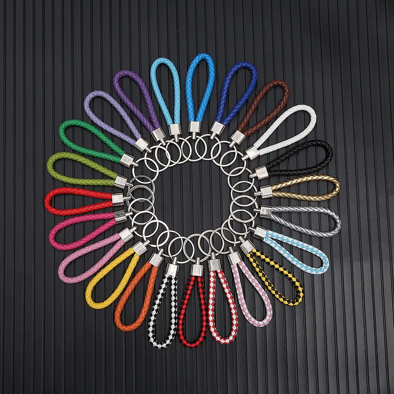 Custom leather keychain wholesale car keychain knit leather keychain