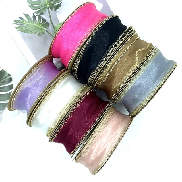 (10Yards/roll)40 mm Wave Silk Organza ribbon Bow material for hair ornament gift wrapping decoration lace ribbons