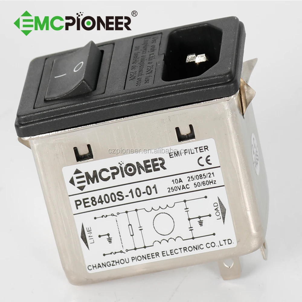 PE8400S-10-01 10A 120V/250V оснастки параллельно электромагнитных помех фильтр с 2 полюс кулисный переключатель
