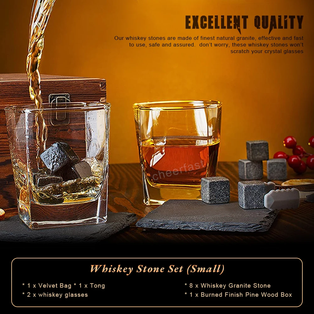 Top Sales Whiskey Stones  Gift Set And  Granite Whiskey Cooling Ice Cube With Wood Gift Box Set And Whiskey Glass Set