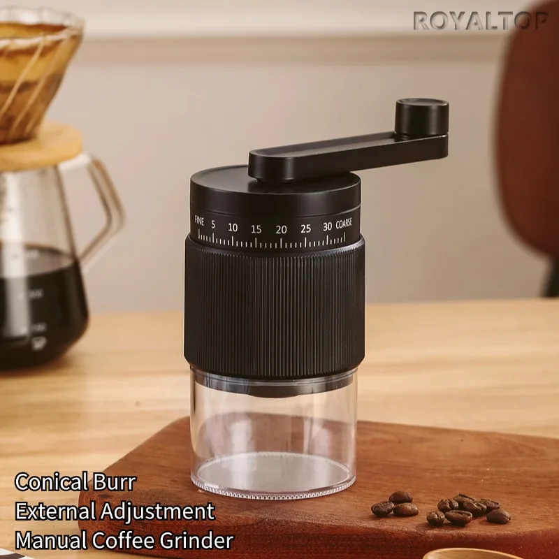 Manual Burr External Adjustable Setting Professional Coffee Hand Grinder for Espresso Moka Pot French Press Drip Coffee Maker