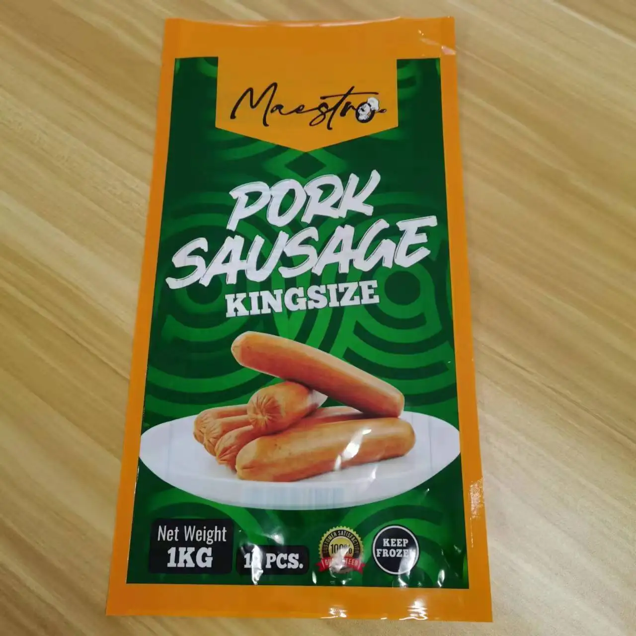 Factory Wholesale Custom printed 3 sides sealing package plastic bag frozen food grade nylon plastic Sausage packaging