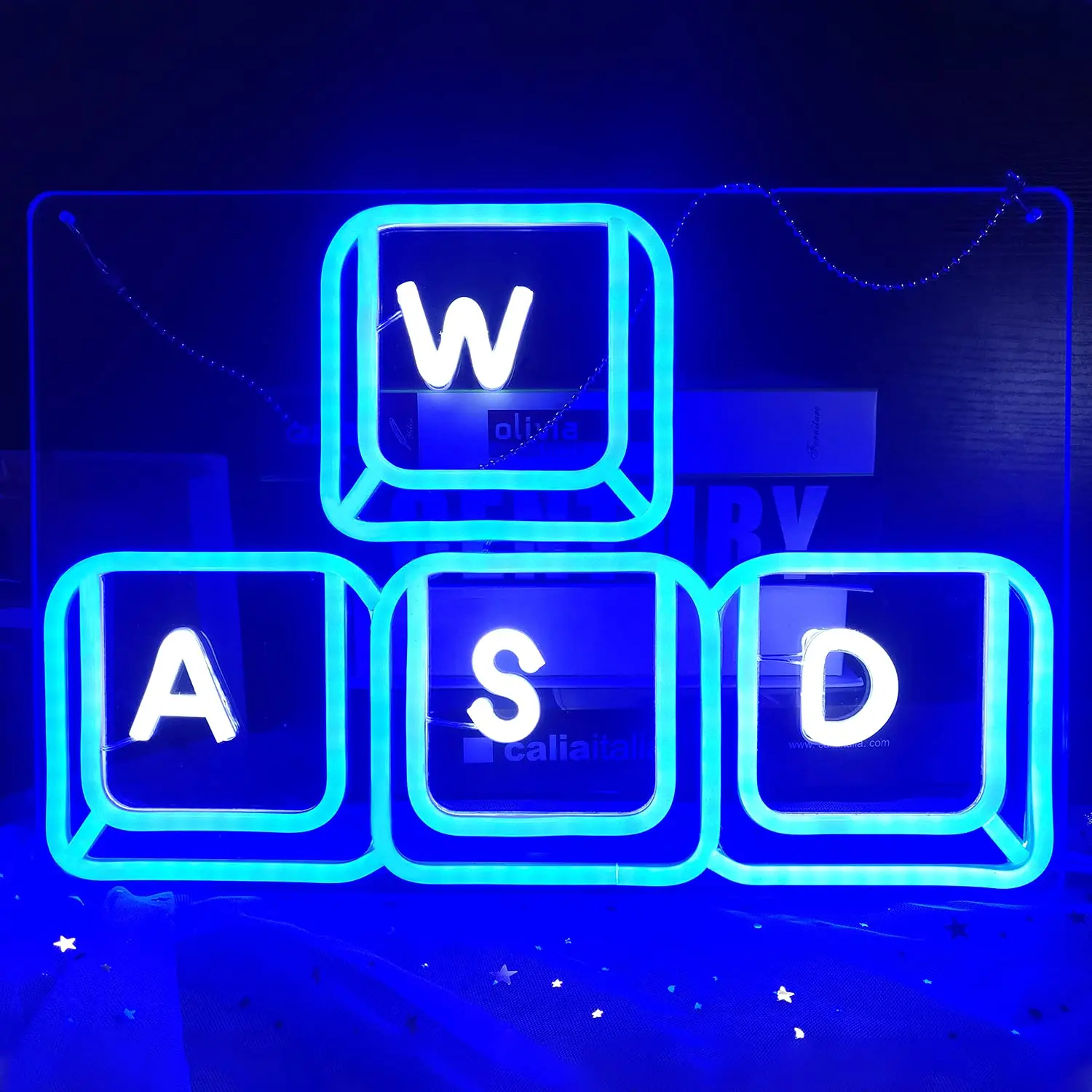 Gaming Led For Wall Decor Light Signs Lights Bedroom Boys Room Game Blue Gamer Computer Controller Large Pacman Wasd Neon Sign