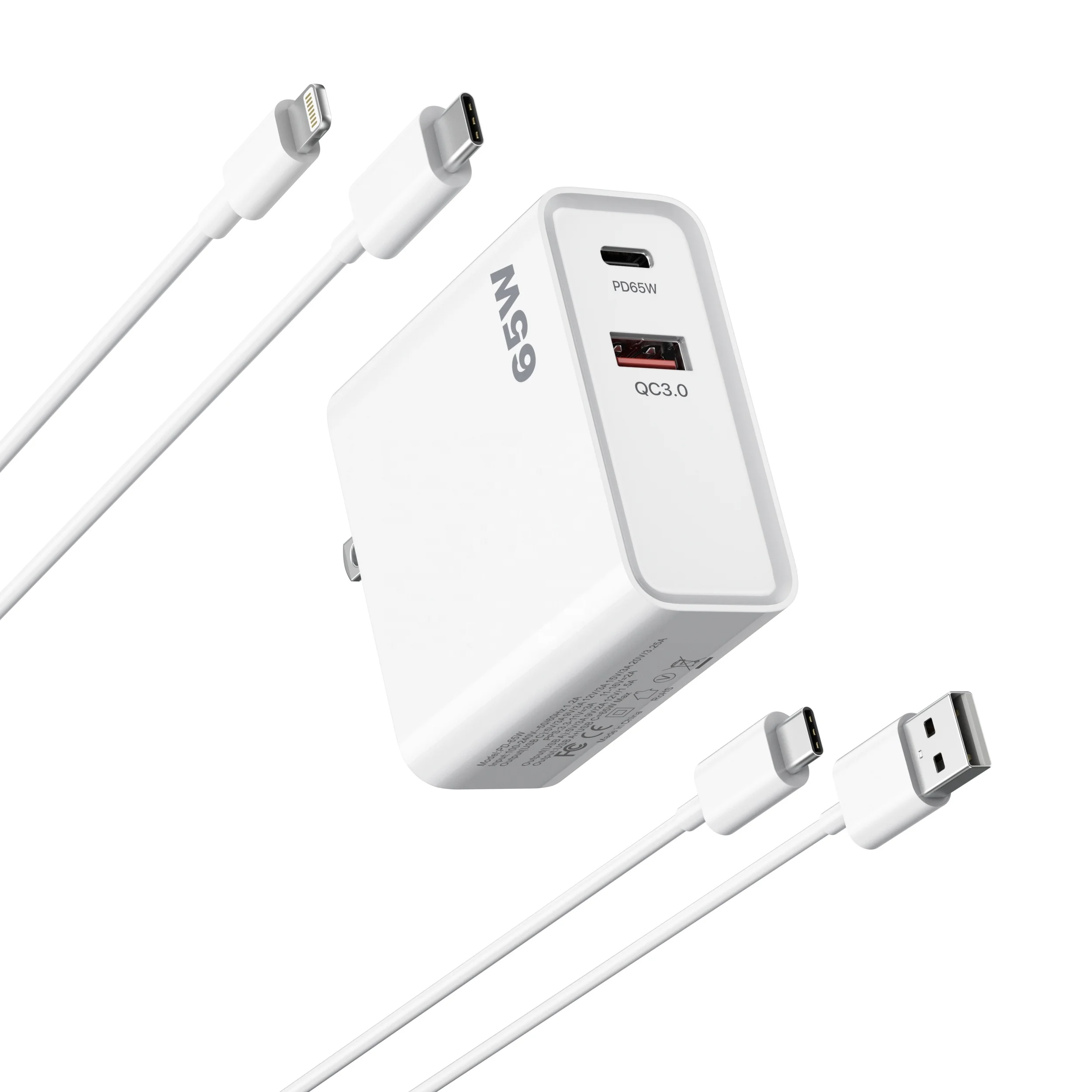 Wholesale Pd 65W Charger 2 In 1 Super Charge Dual Port Usb Wall Charger Type C Fast Charging Qc 3.0 for Macbook and all laptops
