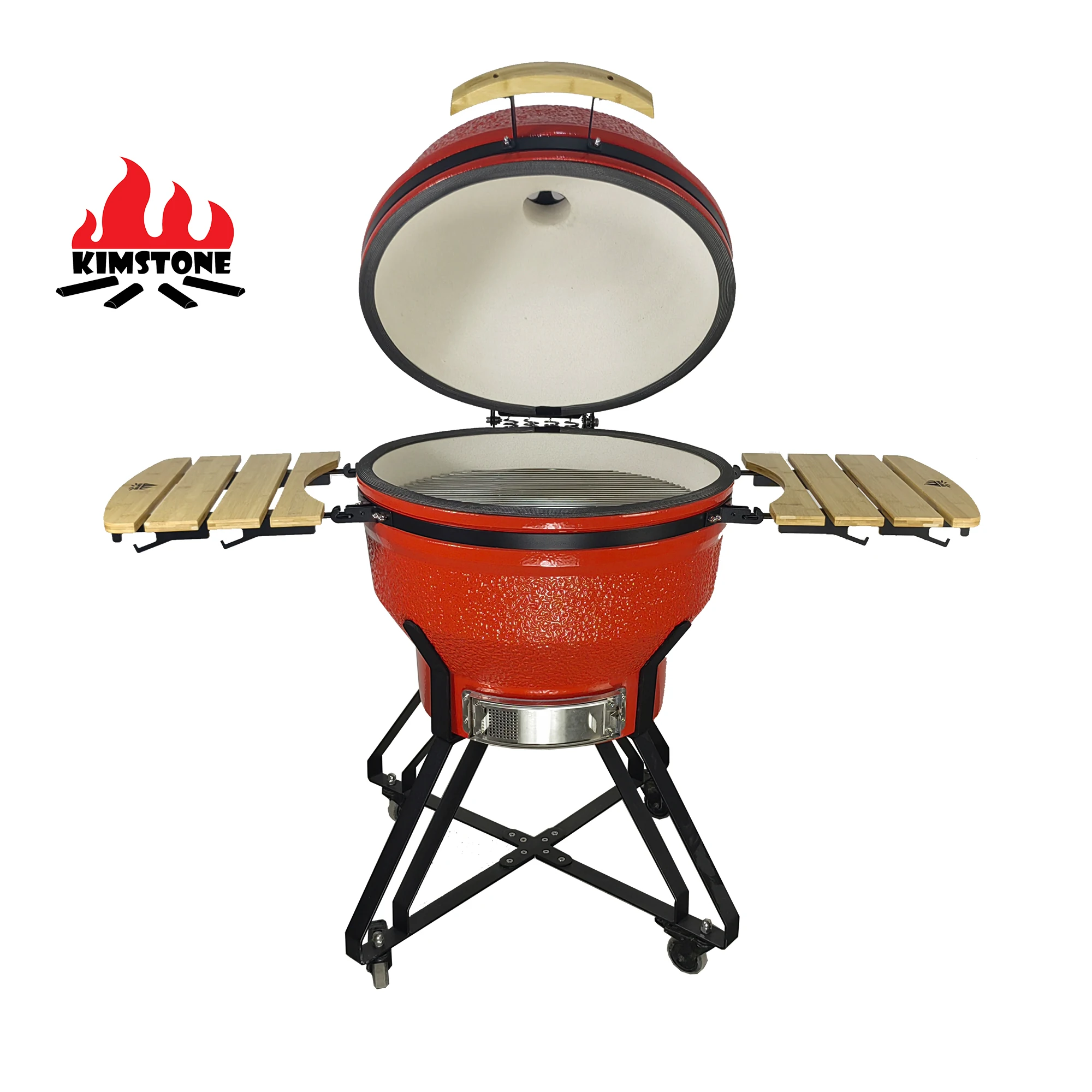 KIMSTONE 2023 New Design XL XXL 26 Inch Charcoal Ceramic Kamado grill with damping hinge system and full-opening bottom vent