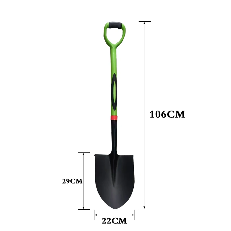 Shovel with plastic handle S518 point Shovel Farm shovel Type D plastic handshake
