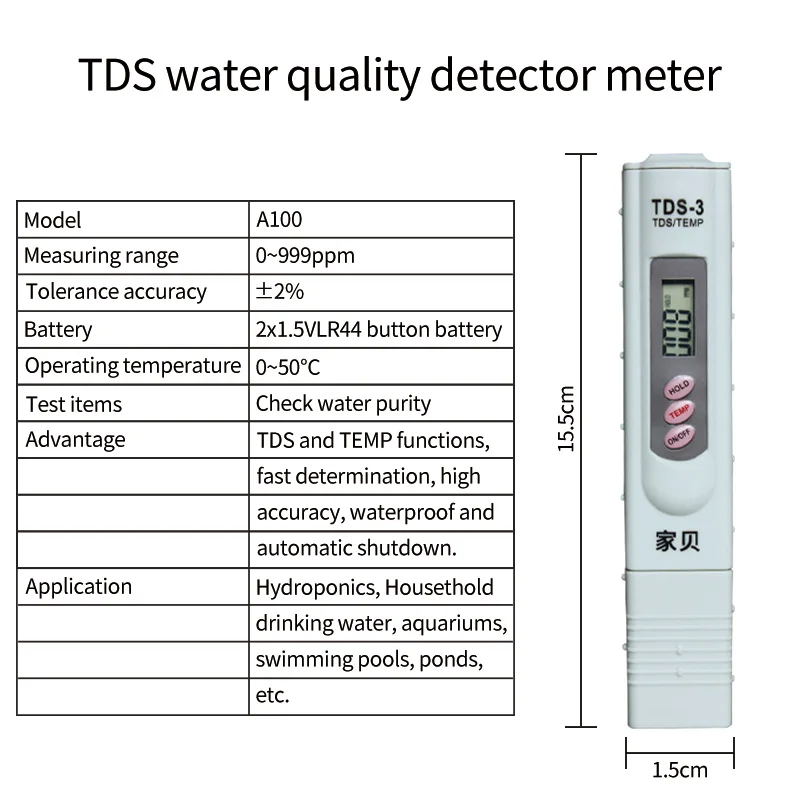Online shopping pen type high resolution TDS meter with temperature function TDS water tester