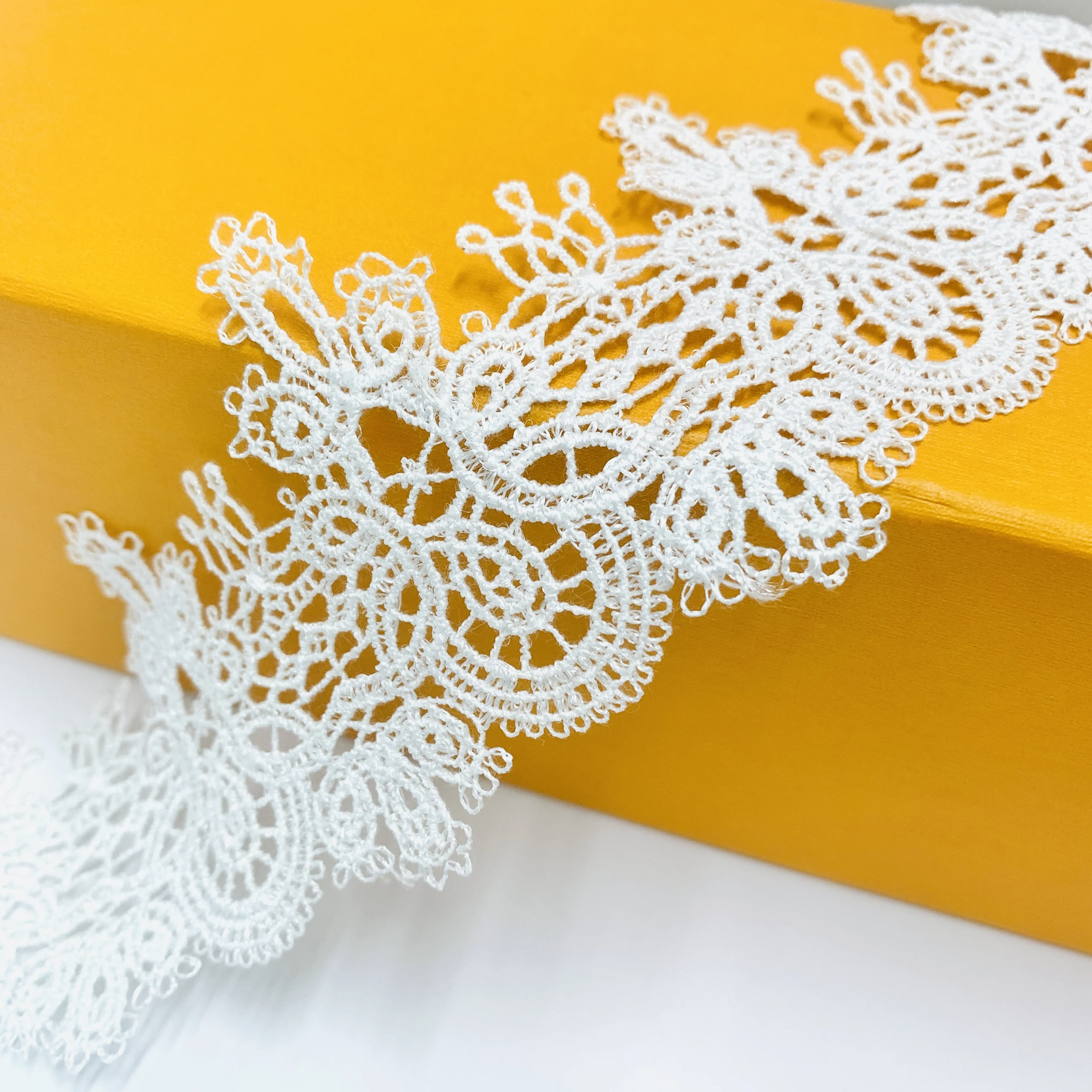 Wholesale 6cm wide Polyester Embroidery Picot tassel fringe Lace Trim Fabric for women Dress Skirt Sleeves Neckline