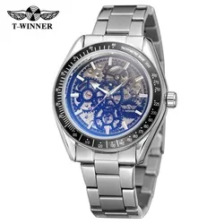 WINNER-A5 Winner Brand Mechanical Alloy Case Men Hand Watch High Quality Colorful Business Men Wrist Watches