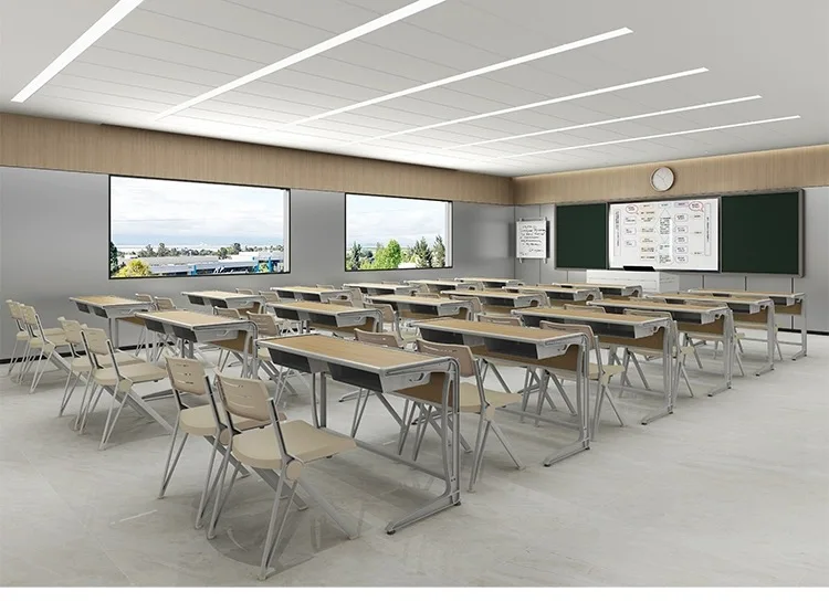 Aluminum modern school classroom furniture students single set of desks and chairs
