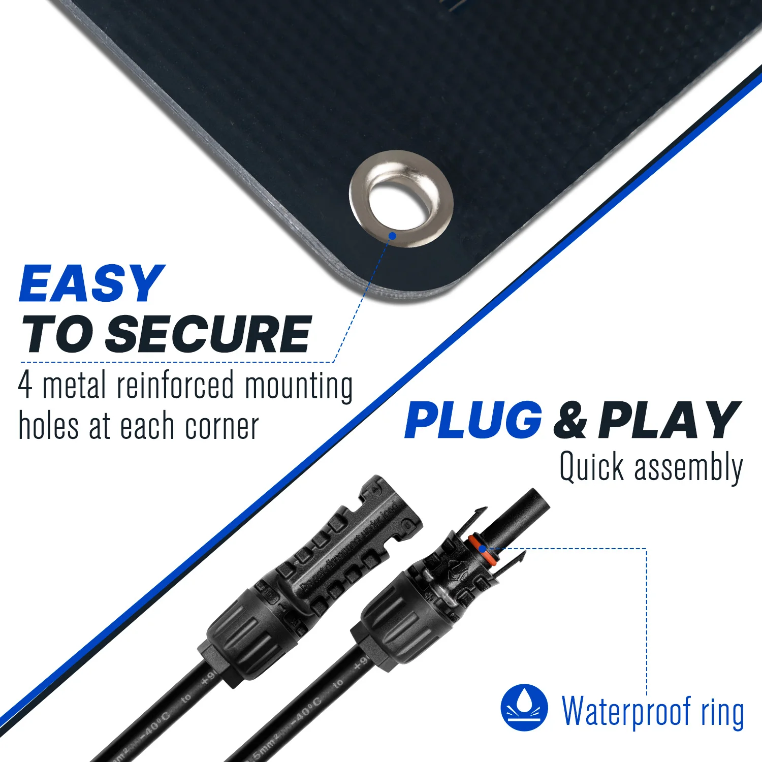 ATEM POWER High Efficiency Mono IP65 Waterproof Thin Lightweight 55W ETFE RV Marine Flexible Solar Panel