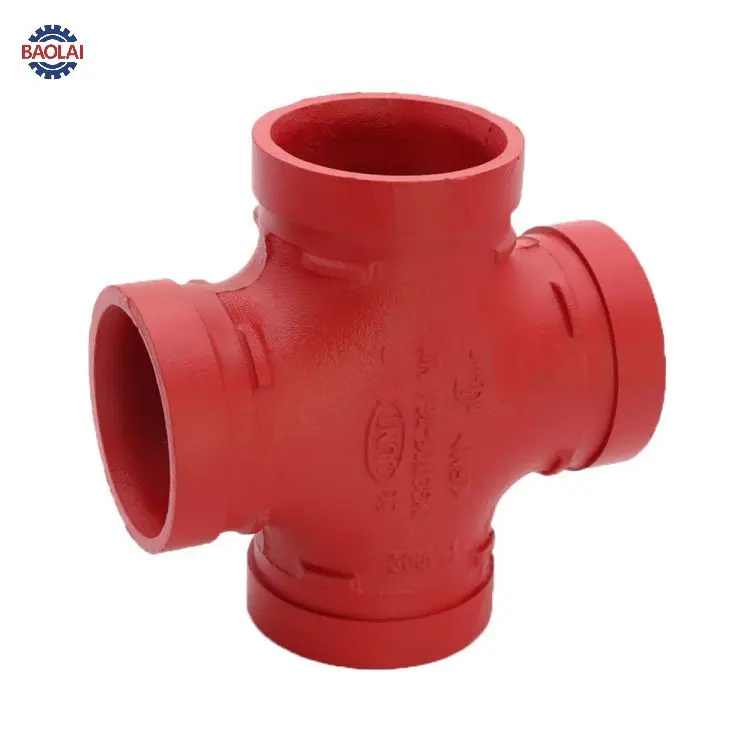 Pipe Fittings Ductile Iron Sch 40 1' Ral3000 Grooved Cross Fire fighting