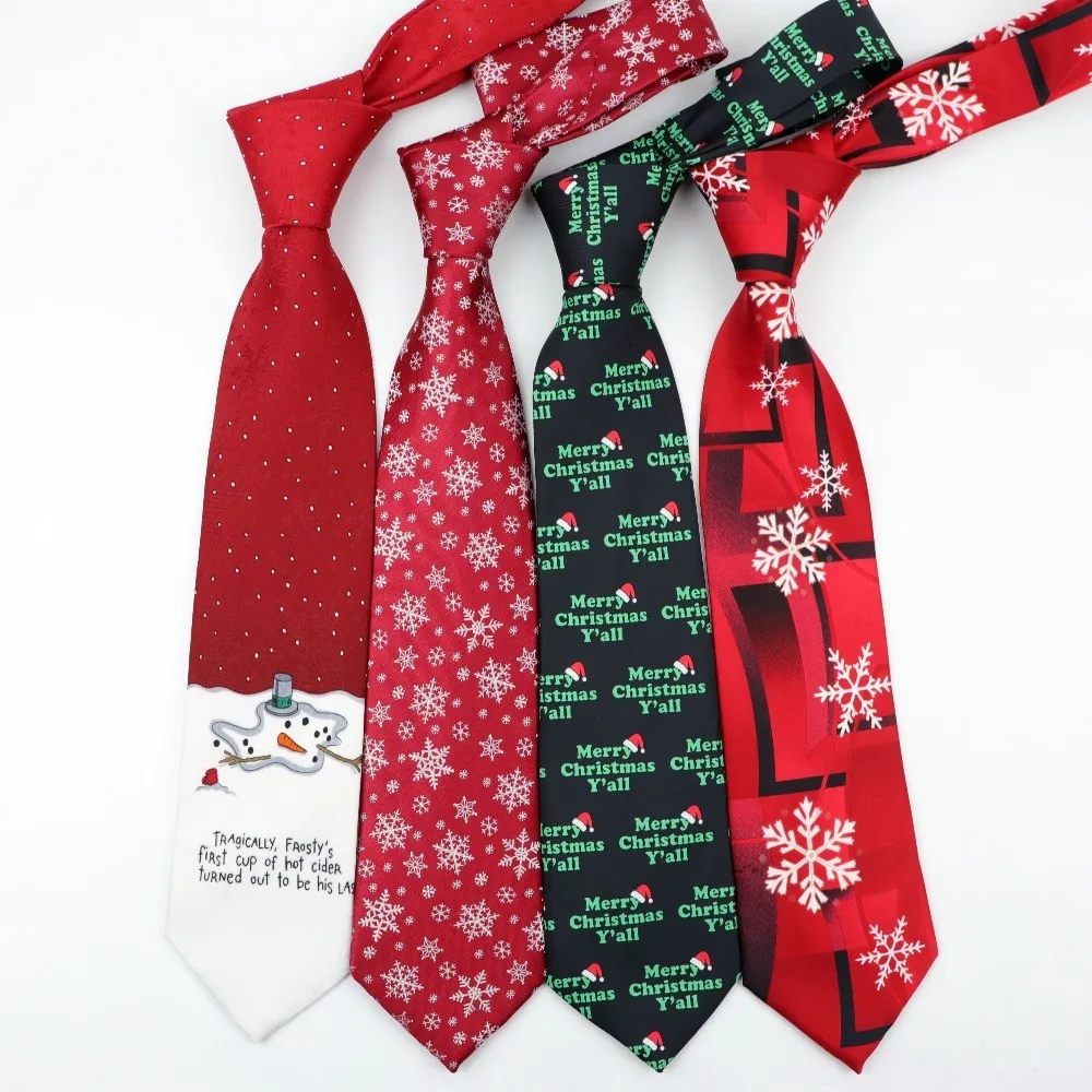 
Рождественский галстук мужской Модный повседневный элегантный галстук из полиэстера со снежинками Профессиональный галстук четыре размера Галстуки 