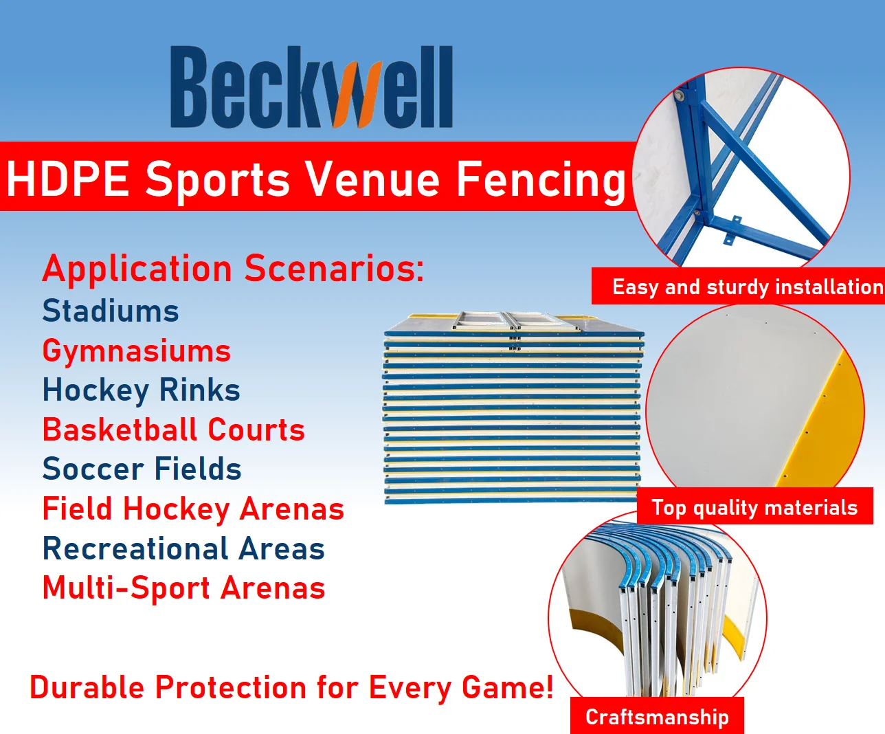 Heavy-Duty HDPE Ice Rink Barriers 1000mm Hockey Arena Protective Boards for Outdoor Skating Arenas Long-Lasting Panels