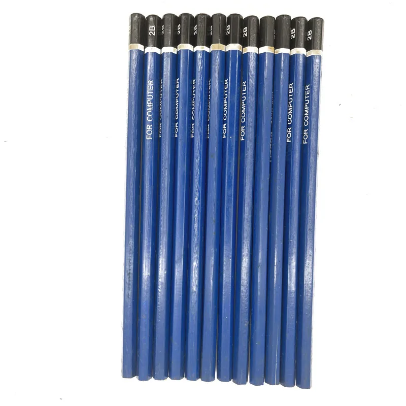 2022 Top 1 Selling Hexagonal Design Blue Color 2B Custom Logo Pencil with Black Dipped Head