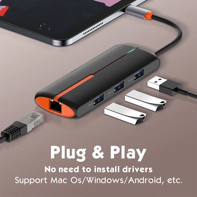 Оптовая Продажа пользовательских Mulit Функция 6 в 1 USB Type C адаптер кабель к конвертер док-станция