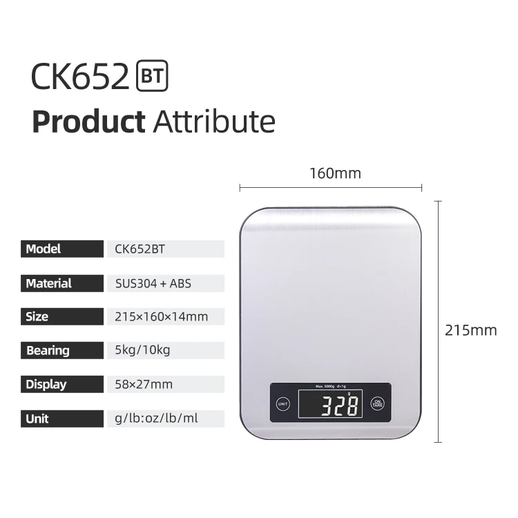 5Kg Digital Smart Food Scale Calories Weighing With Nutritional Calculator For Kitchen Cooking