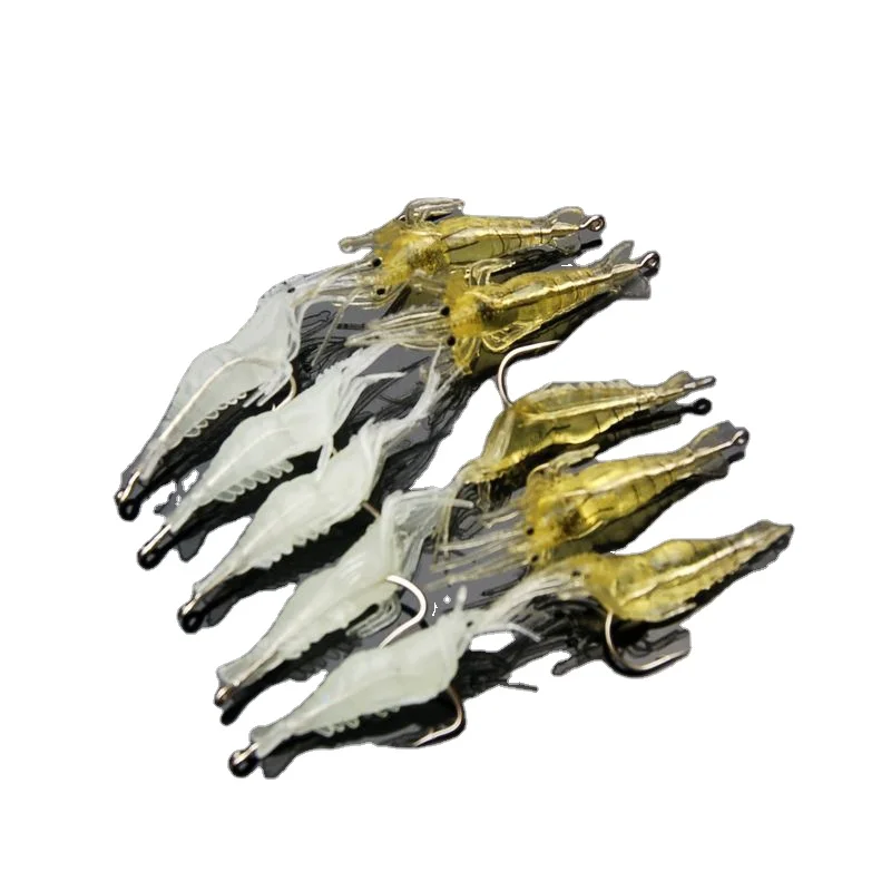 Wholesale Bionic Luminous 4cm Plastic Shrimp Bait Bottom Fishing Mouth-Raising Luya Bait with Fishy Smell for Lake Fishing