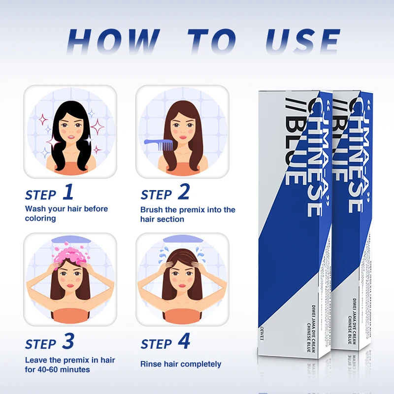 Hair Dye Tint Hair Coloring Cream Chinese Blue Hair Color Cream