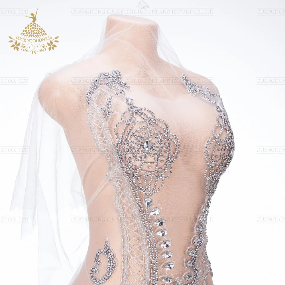 Handmade For Bridal Wedding Dress Beaded Bodice Patch Rhinestone Applique DRA-627