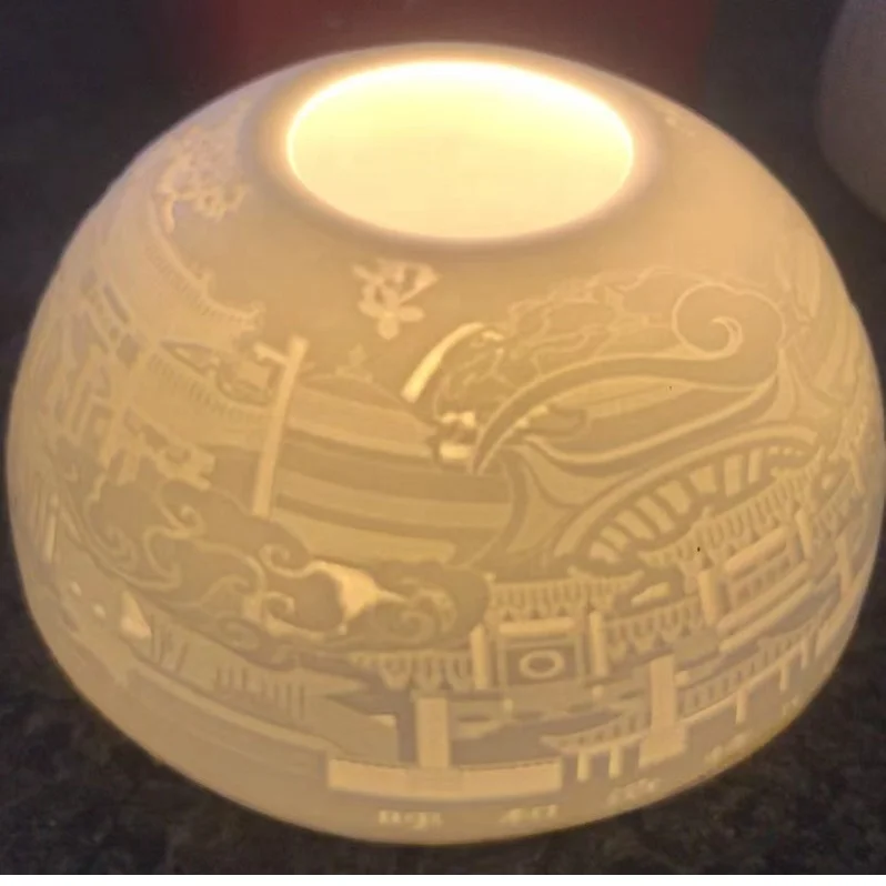 Eco-friendly Ceramic Dome Shape Tea Light Holder Night Lamp Bowl Porcelain Tea Light Holder Creative Dome LED Candle Holder