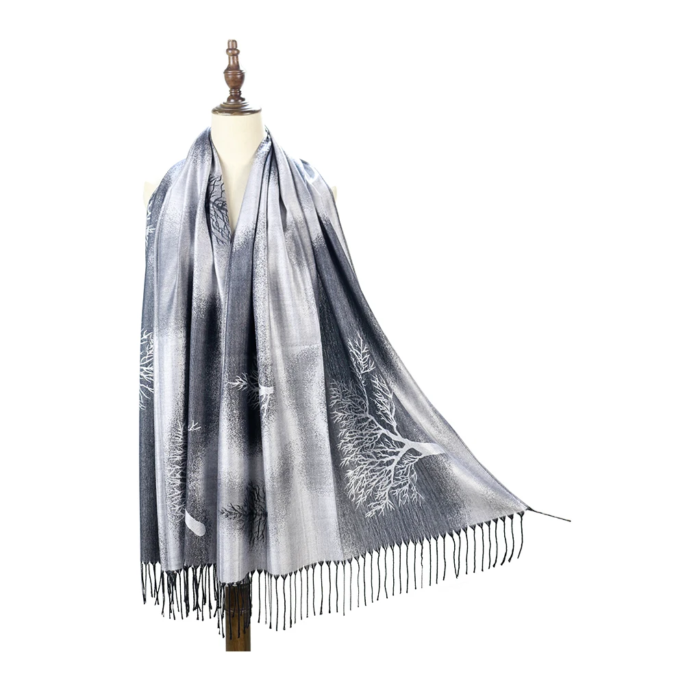 2021 wholesales women pashmina cashmere shawl long jacquard woven floral kashmir shawls spring fall shawls