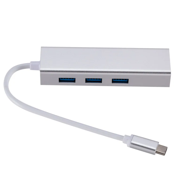 4 in 1 TYPE-C Ethernet to RJ45 Network Card 10/100 Mbps Lan Adapter with 3 Ports USB 2.0 HUB for Mac iOS Xiaomi Mi Box Laptop PC