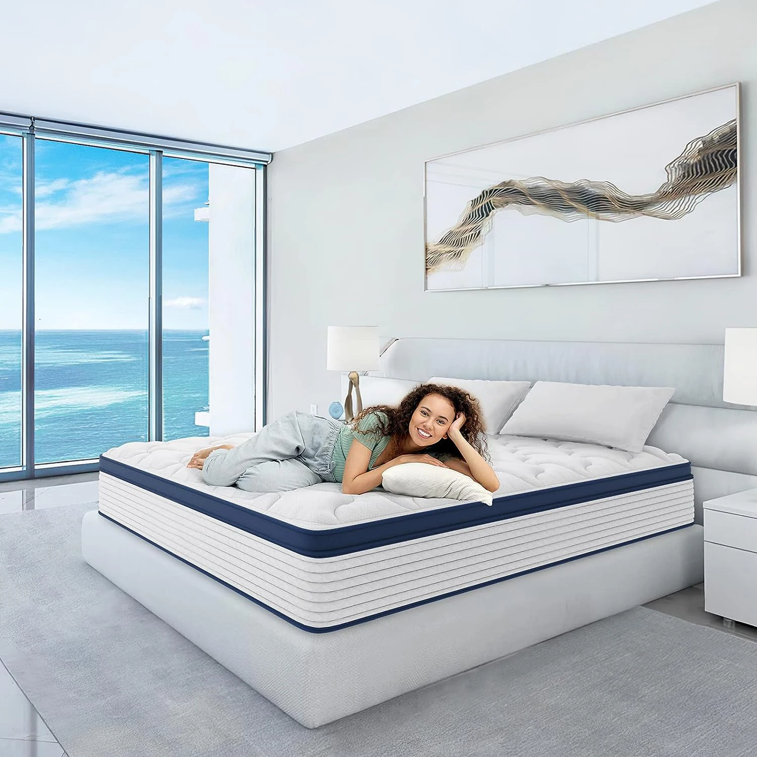 High quality Orthopedic 7 zoned euro top pocket spring natural latex and gel memory foam euro top  mattresses