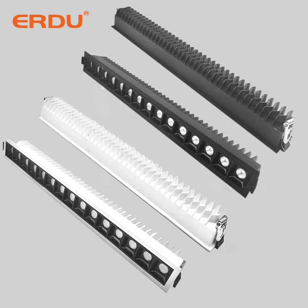 ERDU New Design Grid Wall Washer Light White Black Linear Spotlight Embedded Linear Grille Light Aluminum Downlight