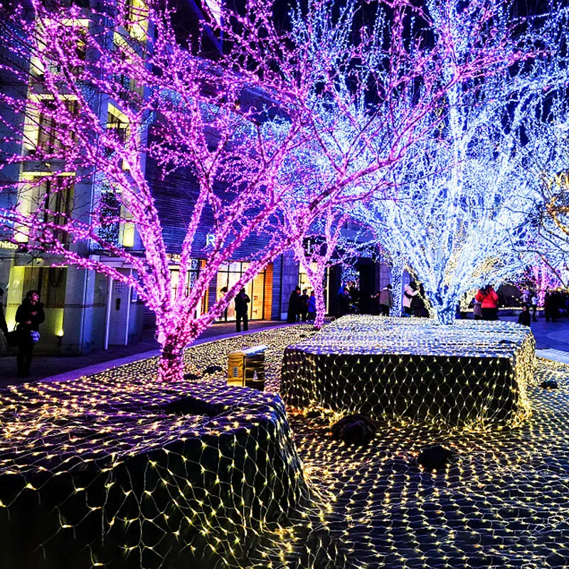LED indoor Outdoor Net Light Garland Christmas Fairy Decorative Window Light Wedding Party courtyard Mesh led String Light