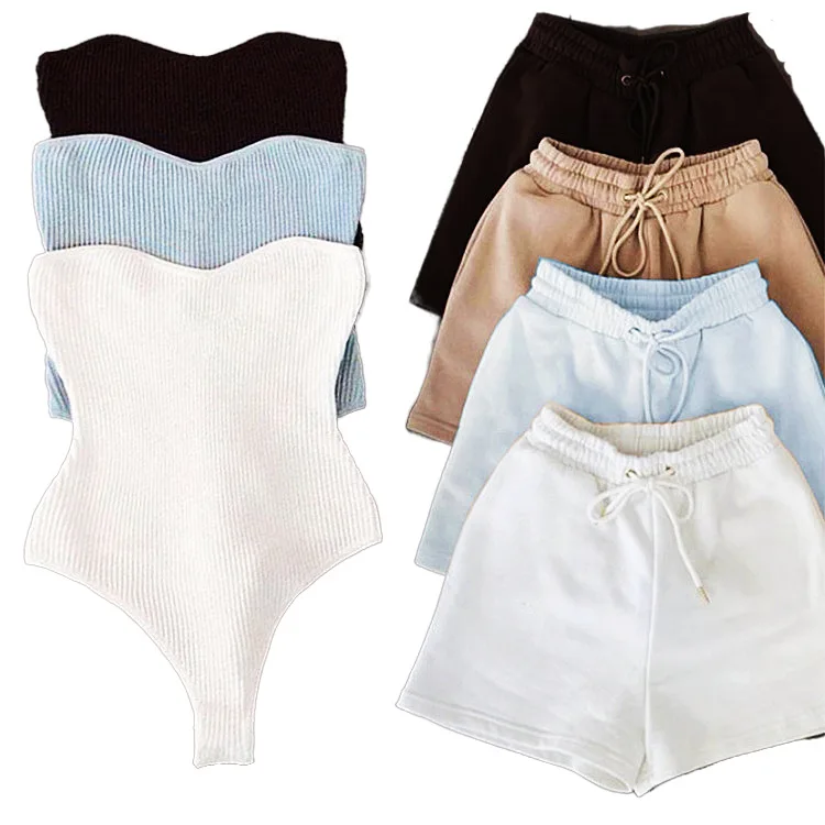 
High Quality Women Custom Shorts And Shirt Set Woman Summer Shorts Set Two Piece Short Set 