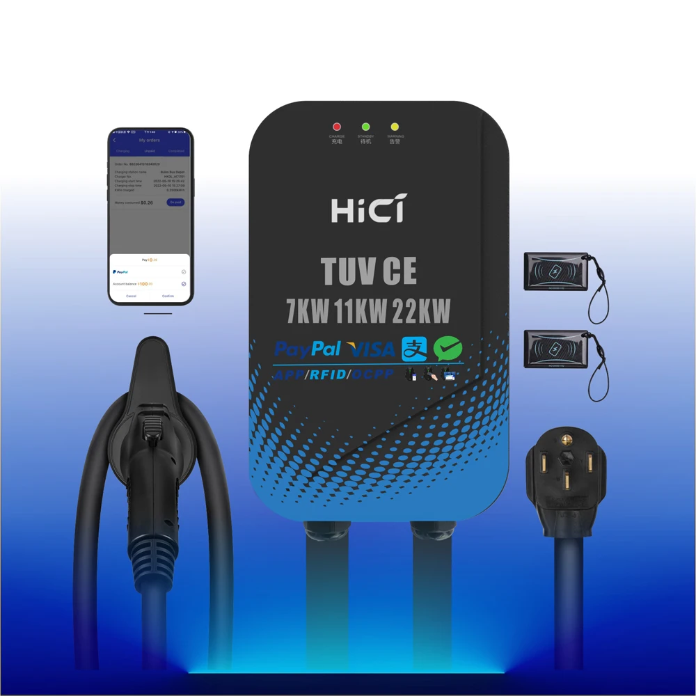 Hici 7kw portable ev charger with chademo ccs ocpp for ev charging station