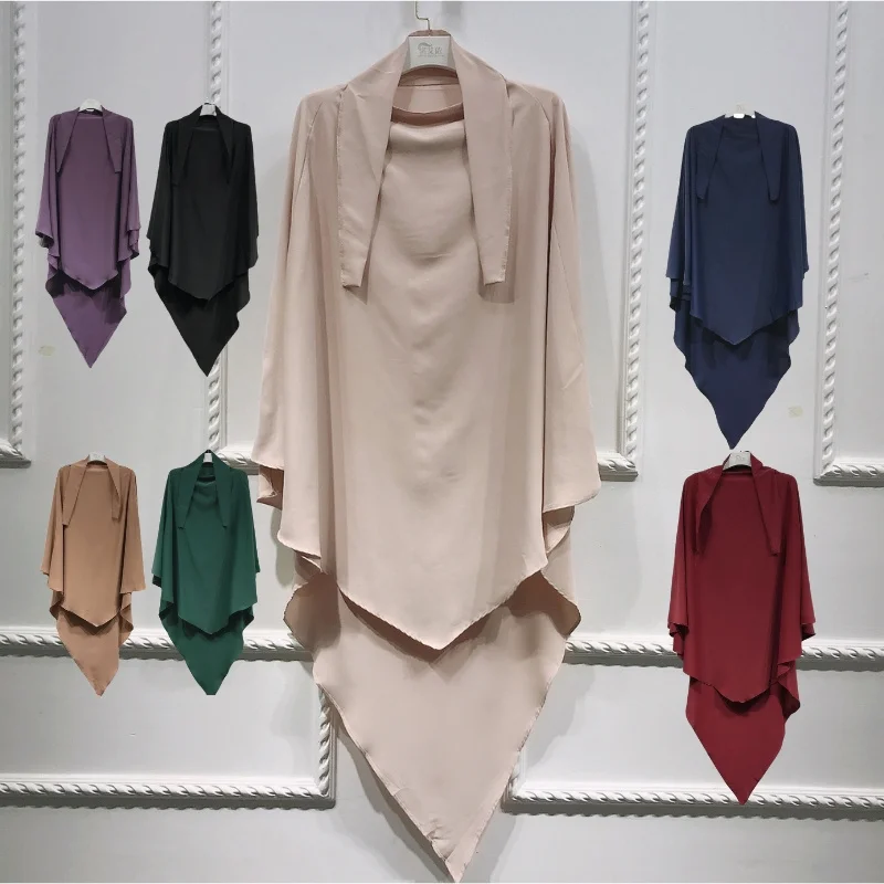 Wholesale Abaya Khimar Islamic Clothing Solid Color Fashion Turbans Arabic Hijab Muslim Women Clothing For Prayer