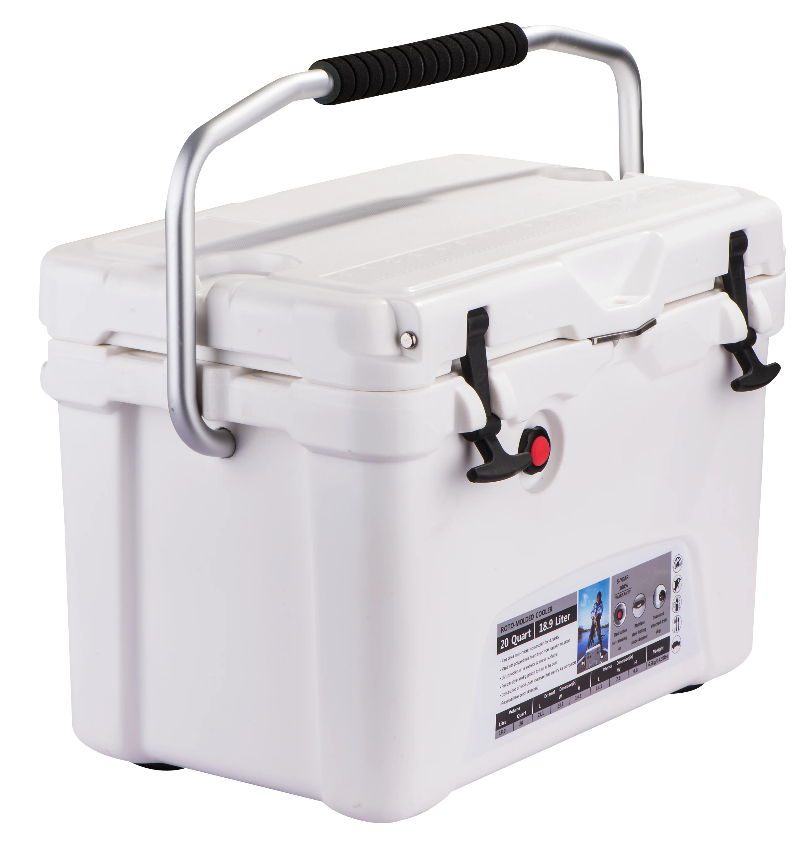 20QT Wholesale High Quality White Color Portable Fishing Cooler Box