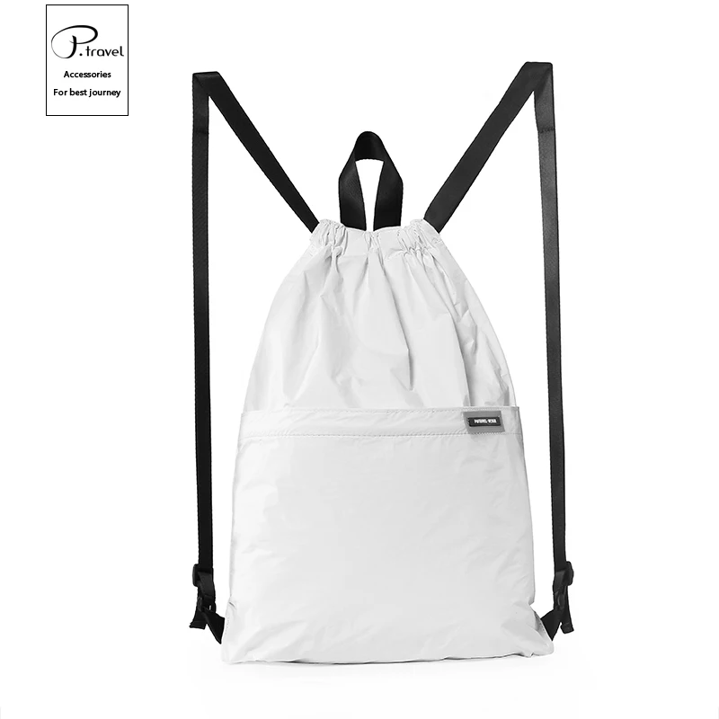 Whole Tyvek Drawstring Backpack Durable Fashion Sport Gym Bag with Nylon Lining Waterproof Polyester Pouch Hiking