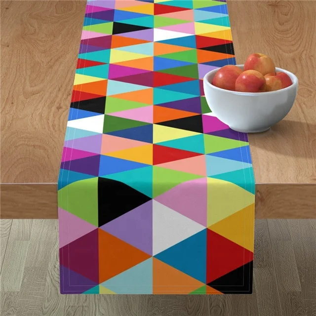 
100% polyester custom printed design digital sublimation blank recycled waterproof home decor table runner 